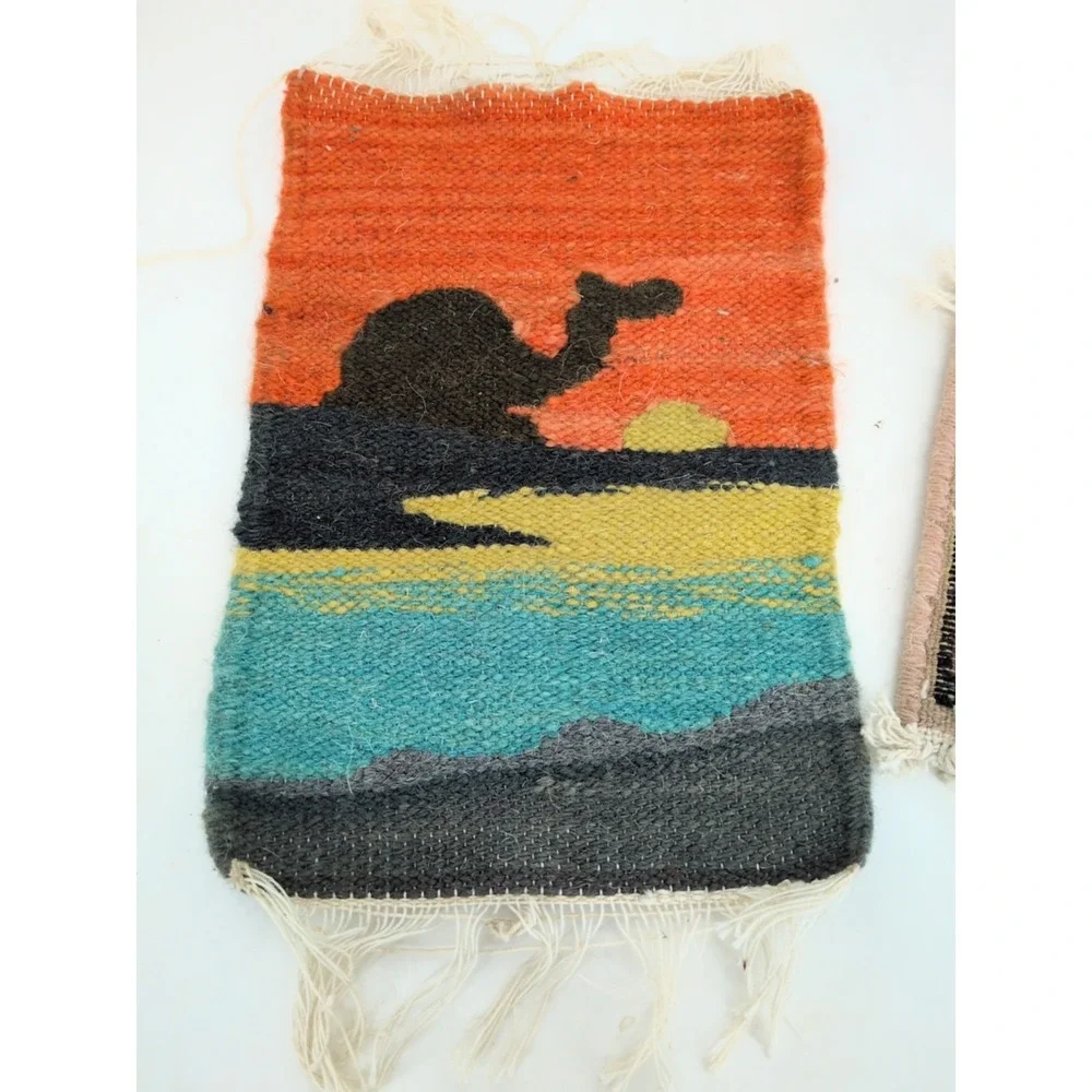 Egyptian Handmade Wool Miniature Rugs Camel Dollhouse Mug Placemat Accent Decor